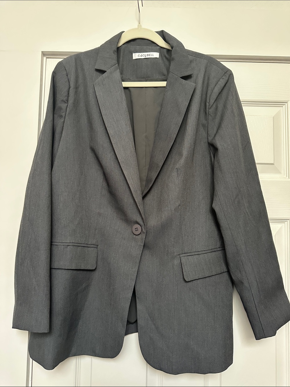 Gray Single-Button Women's Blazer